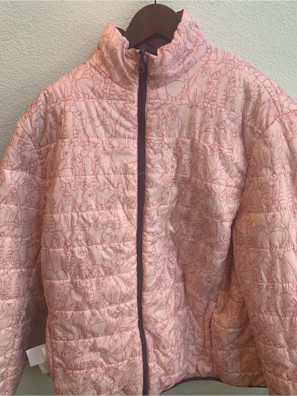 Disney Reversible Pink Quilted Character-Print Puffer Jacket